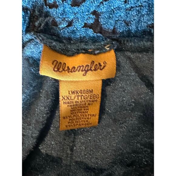 Wrangler Blue Velvet Flocked Retro Y2K Bell Bottom Disco Hannloween Pants – XXL - Picture 6 of 6